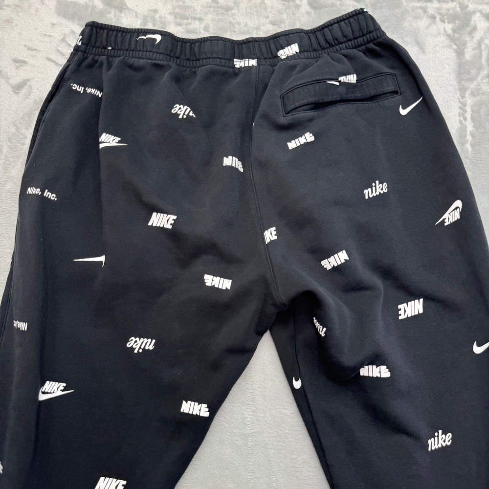 Nike Sweatpants Men Large Black All Over Print Logo Fleece FB7437-011 Jogger - Picture 4 of 13